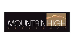 A mountain high appliance logo with a mountain in the middle