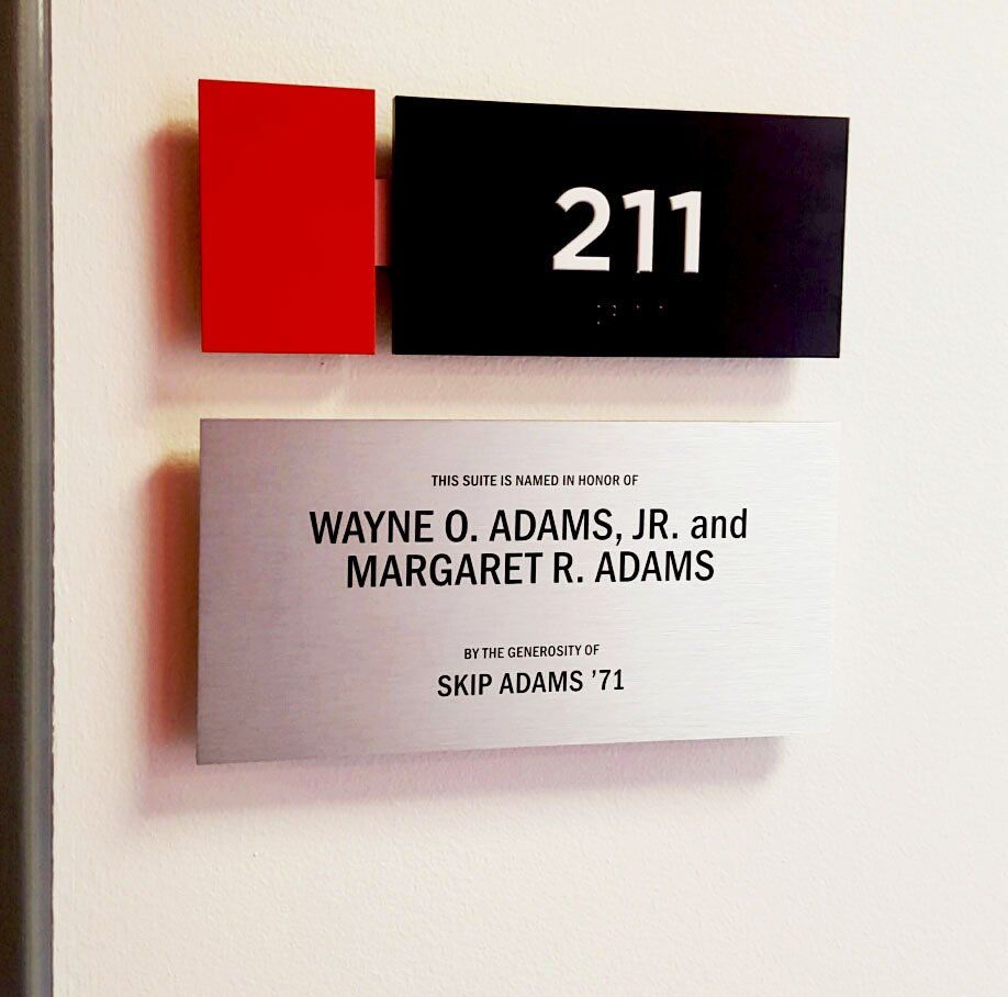 ADA room sign with donor sign below