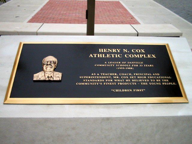 exterior plaque with Danville portrait