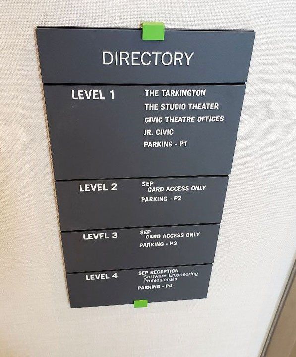 Building directory and signs