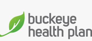 The buckeye health plan logo has a green leaf on it.