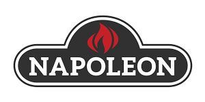 Napoleon logo: black and white with a red flame icon. The word NAPOLEON is in white text.