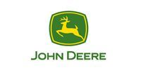 John Deere logo with yellow deer silhouette on a green shield and green text on white background