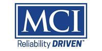 The logo for mci reliability driven is blue and white.