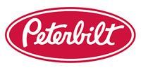 The peterbilt logo is a red oval with white lettering.