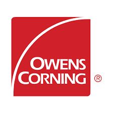 Owens Corning logo: Red square with white arc, white text.