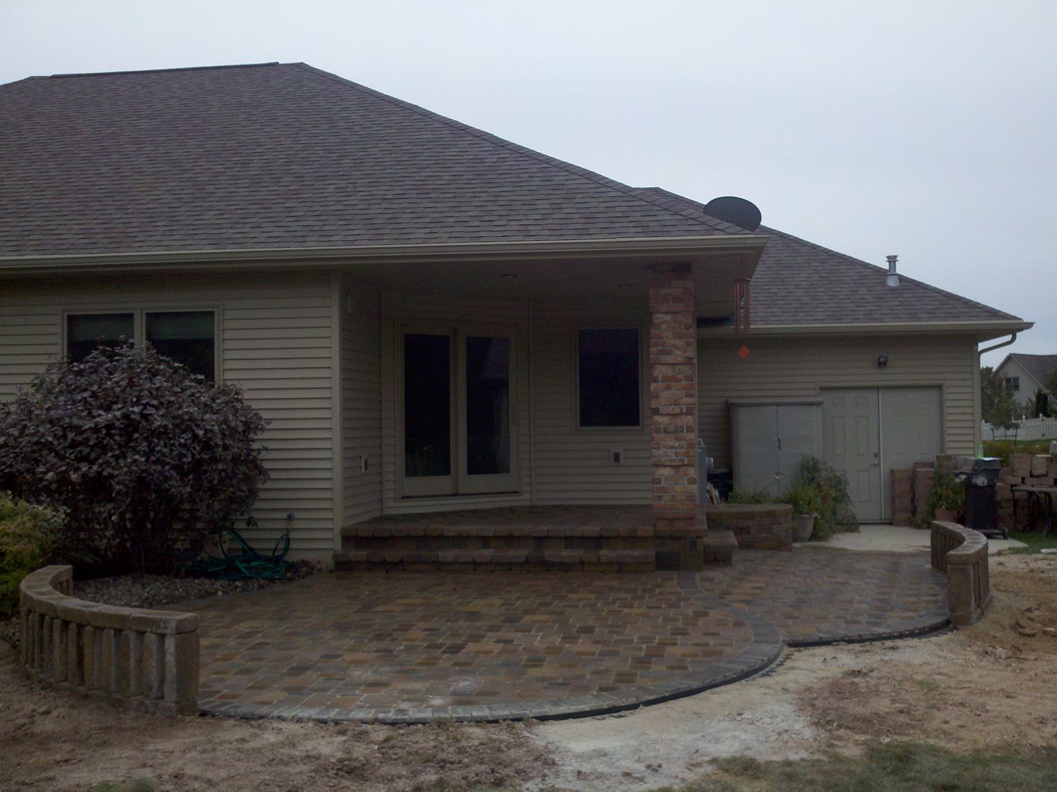A house with a patio in front of it