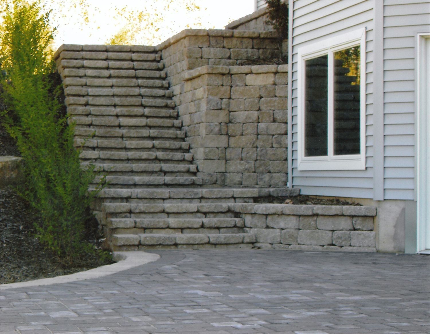 A set of stairs leading up to a house