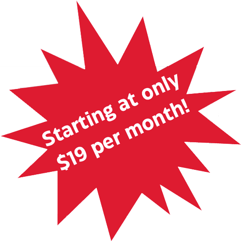 A red star that says starting at only $19 per month