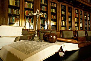 Law scale, books and gavel