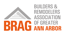 Logo of Builders & Remodelers Association of Greater Ann Arbor. Orange text 