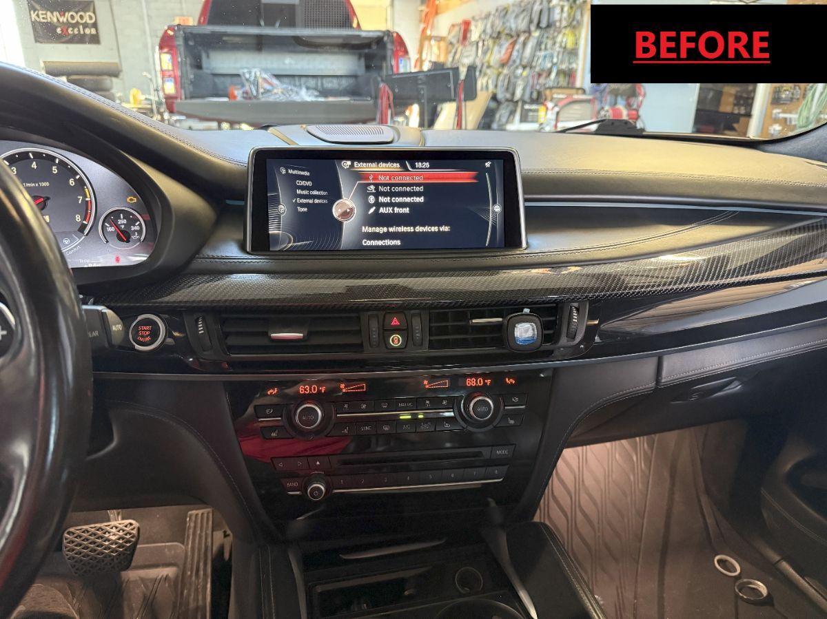 A picture of a car dashboard with a sign that says before.