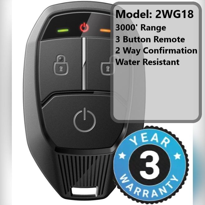 A remote control with a 3 year warranty on it