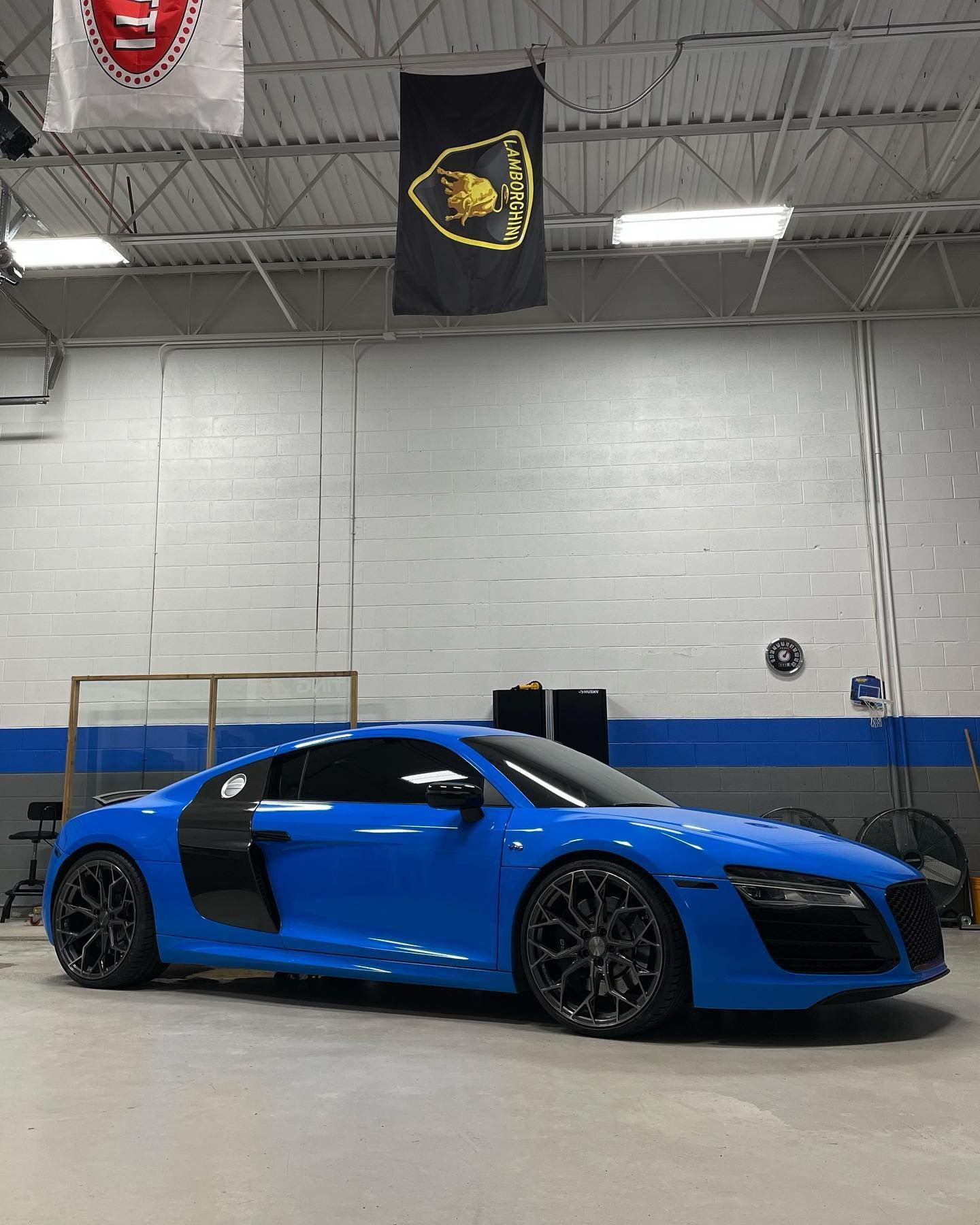 bright blue sports car tinting
