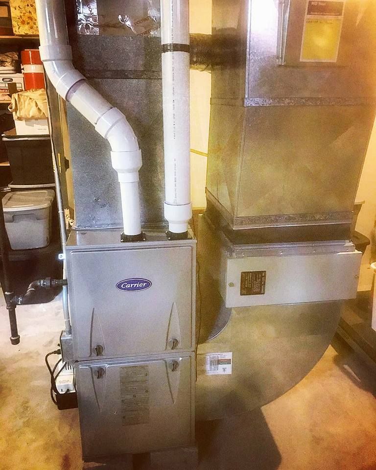 A carrier air conditioner is installed in a basement