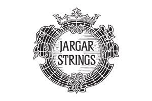 Black-and-white ornate logo with “JARGAR STRINGS” centered inside a circular violin-fret motif