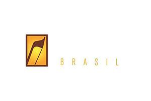 Brazil logo with yellow-orange emblem and spaced gold text on a white background