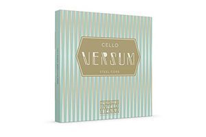 Cello Versum box with mint green and white vertical stripes, gold label on front.