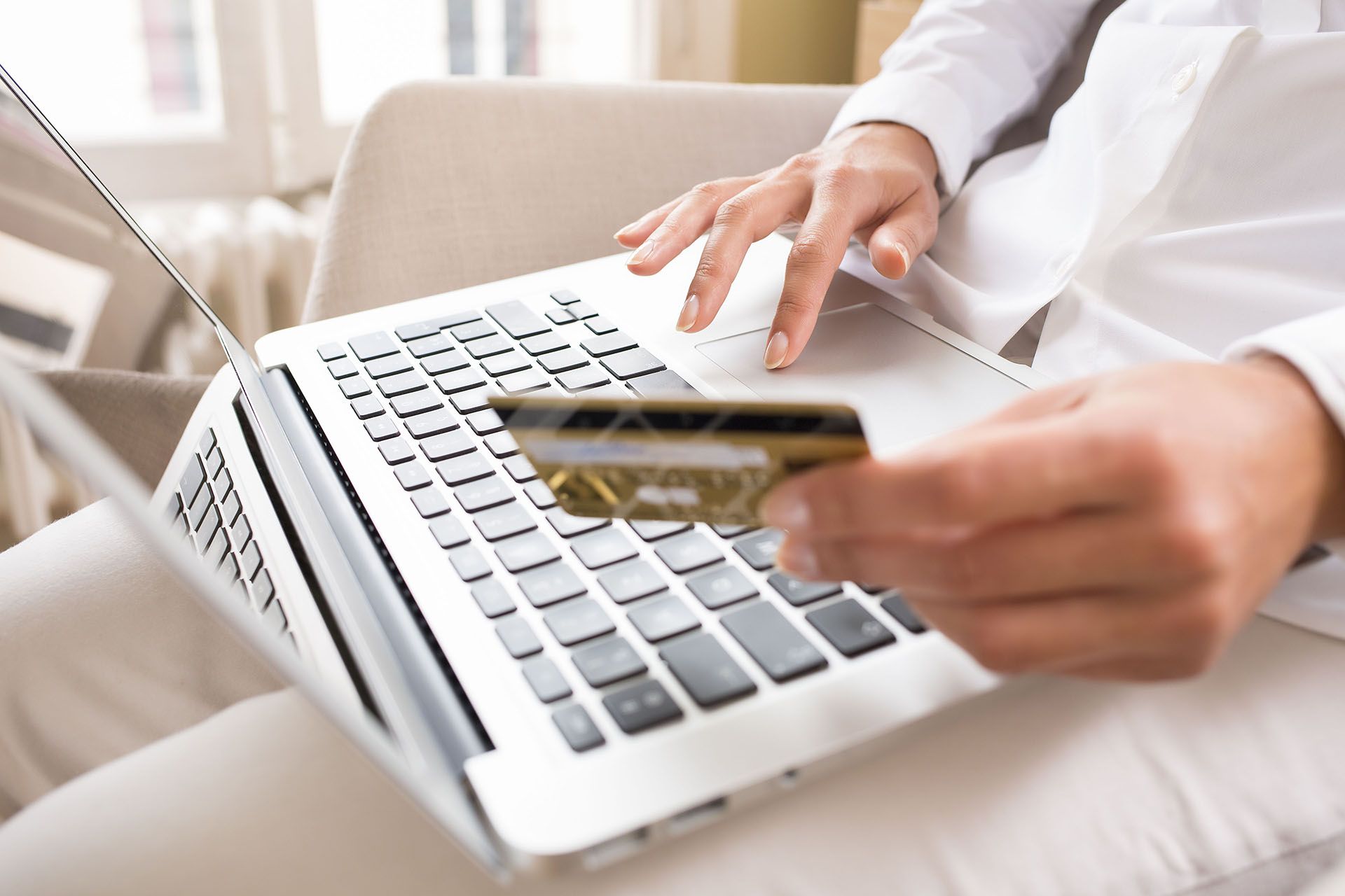 A person making an online payment