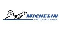 Michelin logo: smiling tire figure, blue text,