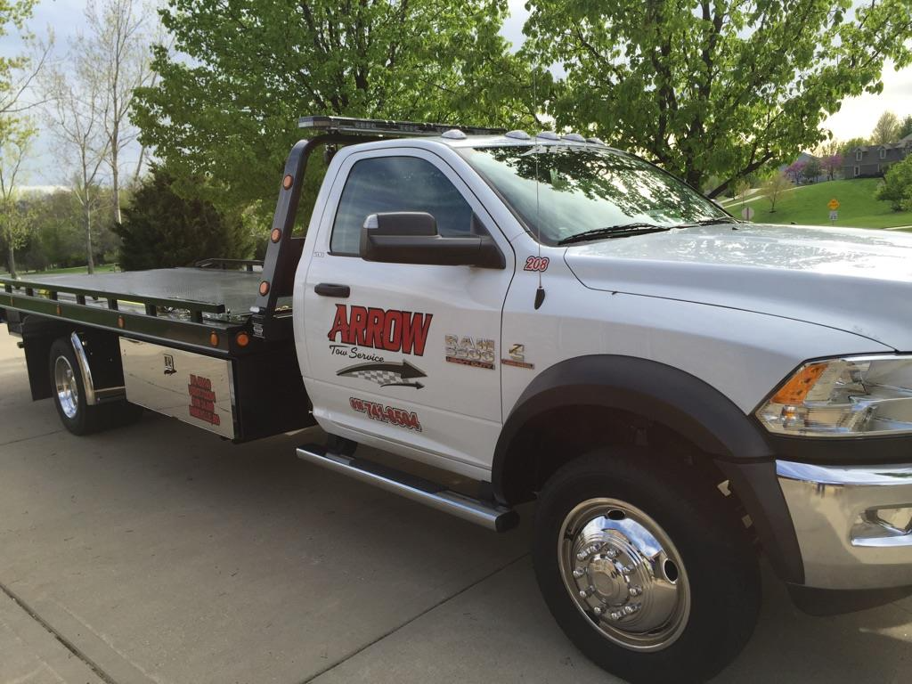 White tow truck with 