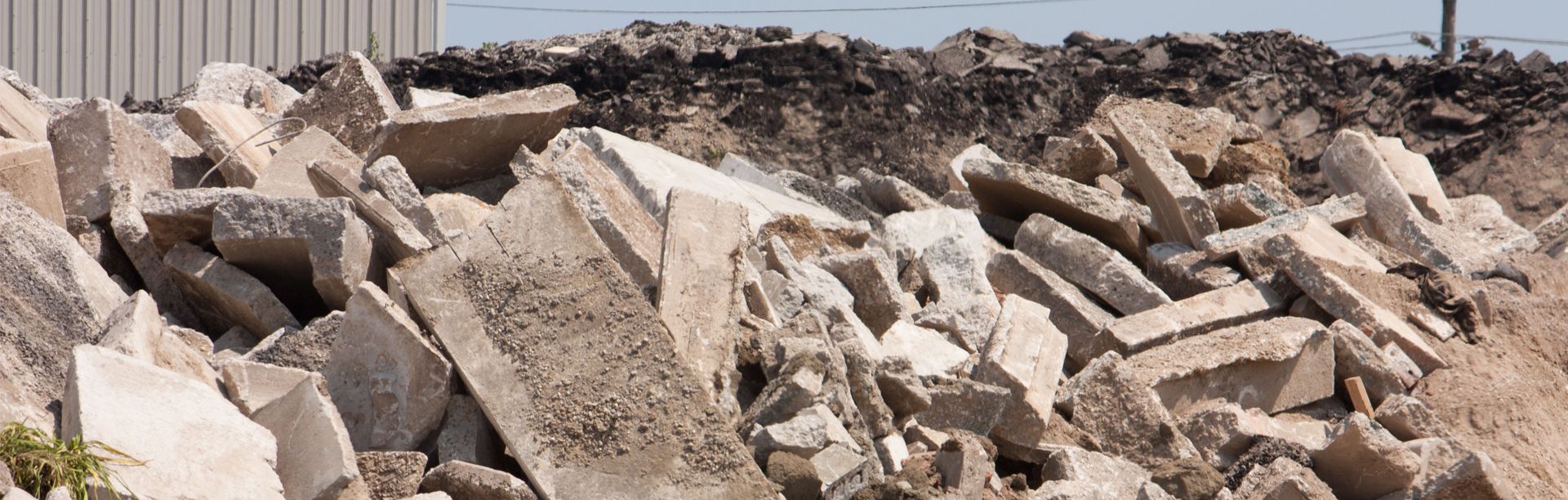 Pile of broken concrete debris