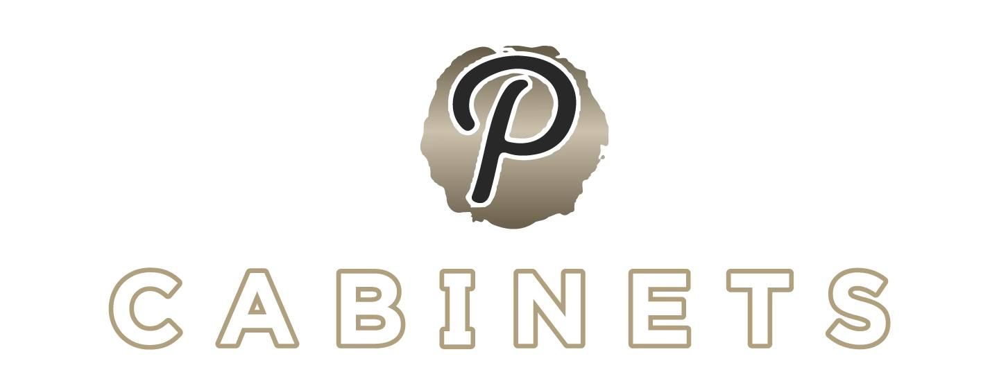 A logo for cabinets with a letter p on a white background