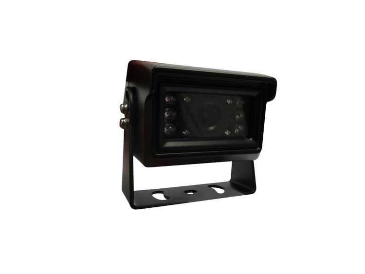 Black rectangular backup camera with infrared LEDs and mounting bracket.