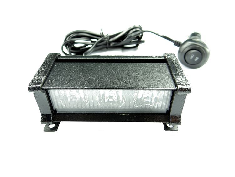 Black rectangular LED lamp with a power button and wiring.