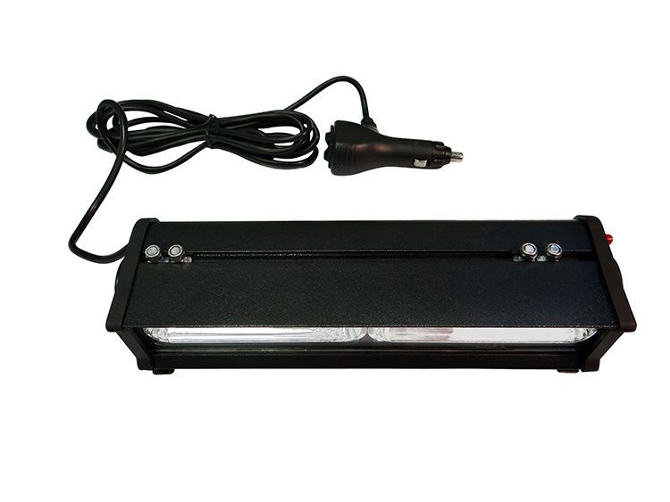 Black rectangular emergency light with cigarette lighter plug.