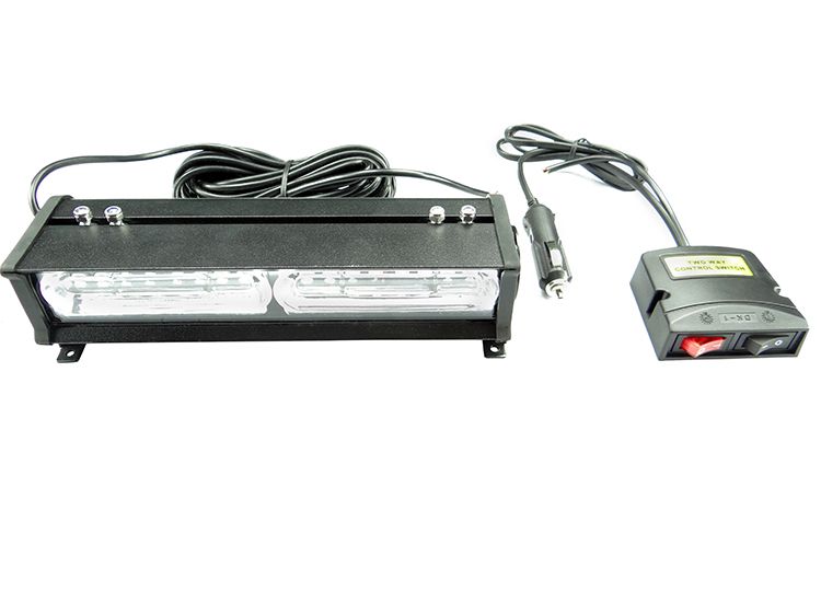 Black LED emergency vehicle light bar with power cord and control box.