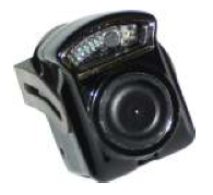 Black car rearview camera with lights.