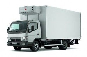 White refrigerated delivery truck.