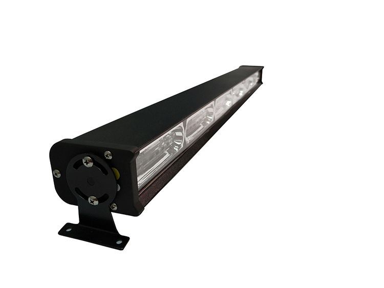 Black LED light bar with mounting bracket.