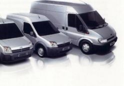Three silver Ford vans of different sizes.