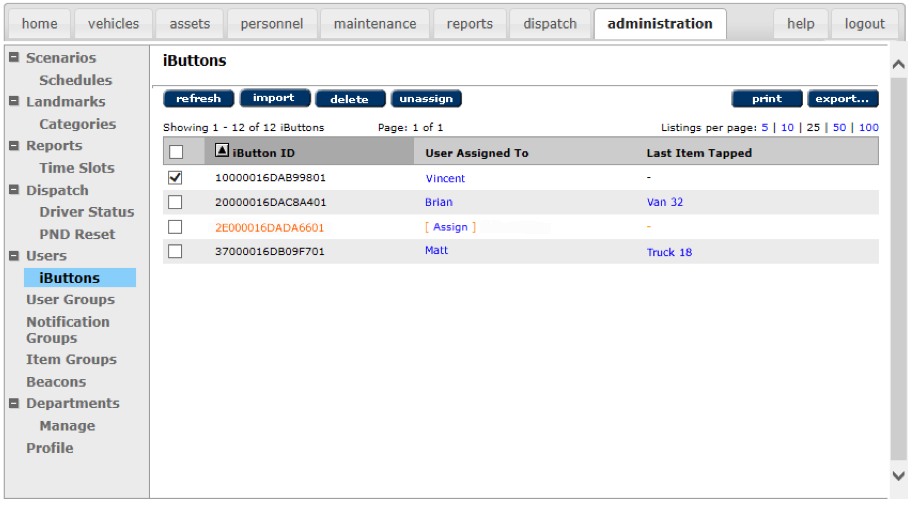 Screenshot of a web application's 