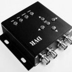 Black DVR device with buttons and BNC connectors.