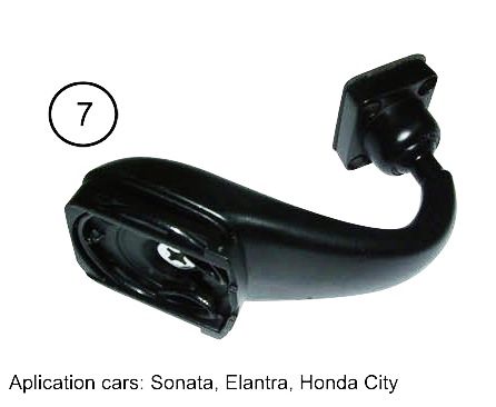 Black car rearview mirror mount, curved design, for Sonata, Elantra, and Honda City.