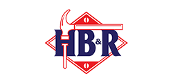 HB&R logo in red and blue with a diamond outline and stylized lettering