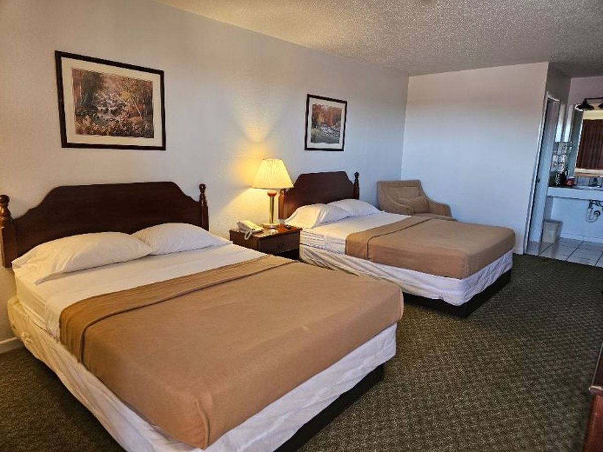Hotel room with two beds
