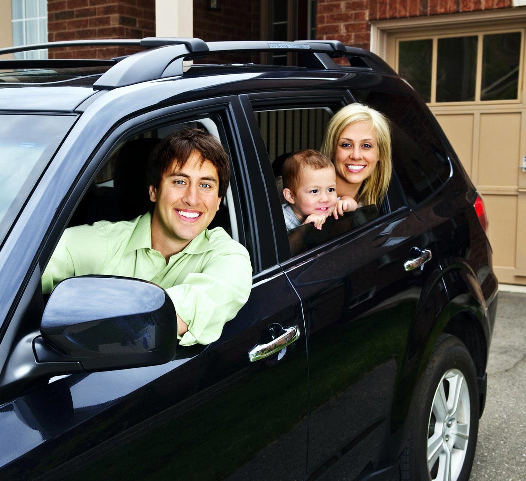 Family inside car