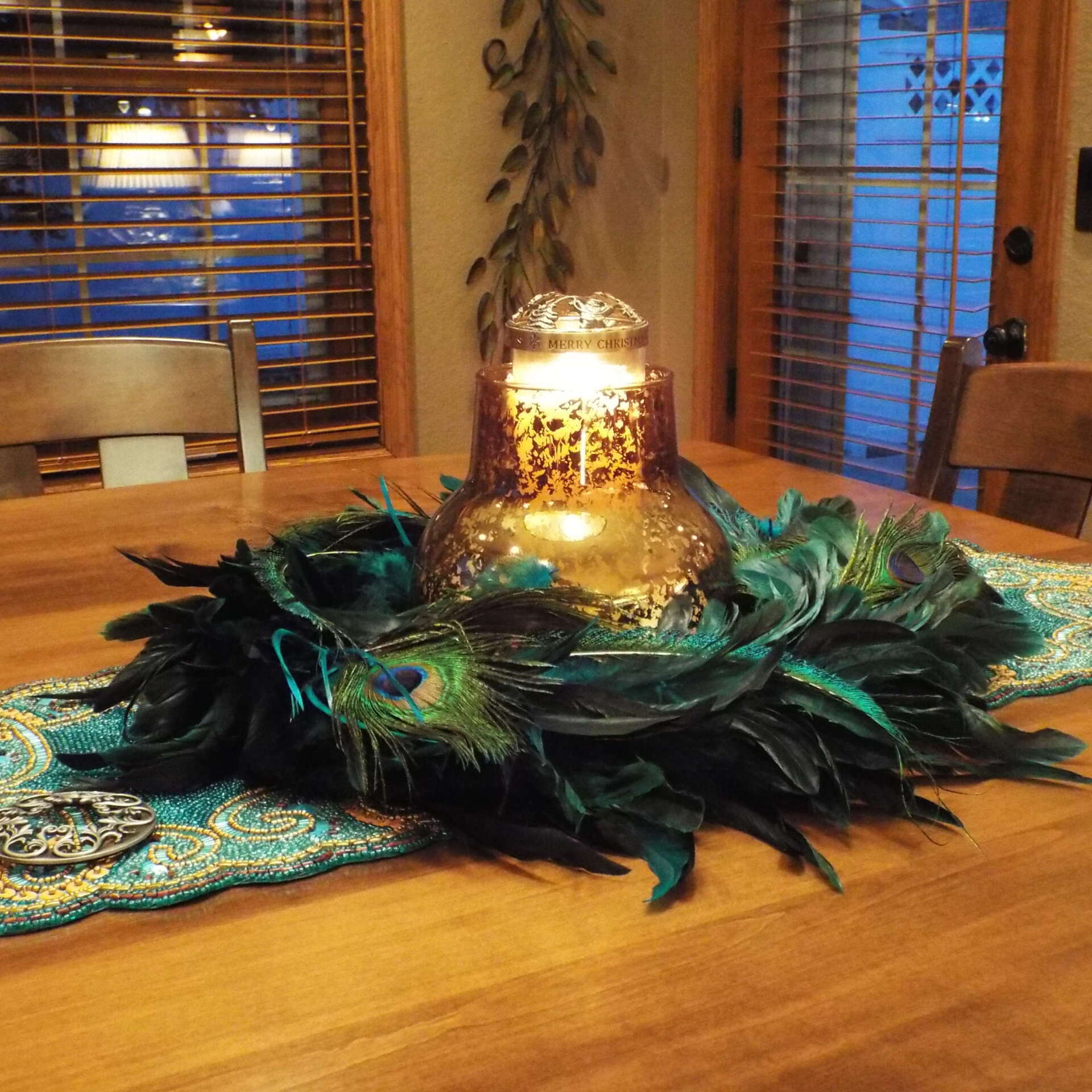 Centerpiece Peacock Feathers