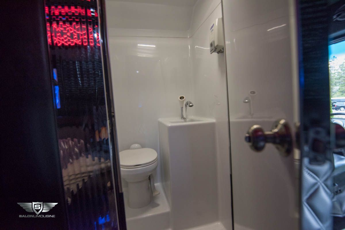 A bathroom with a toilet , sink and shower.