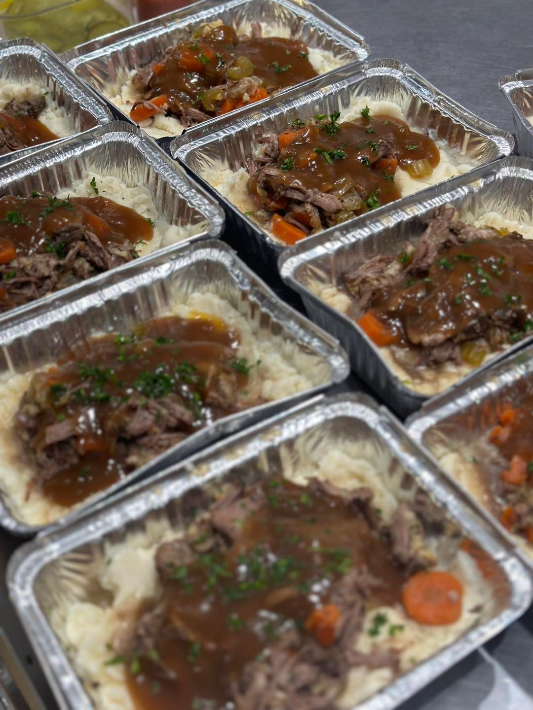 Pot roast meal in containers