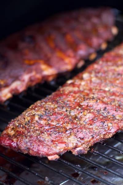Two racks of seasoned ribs
