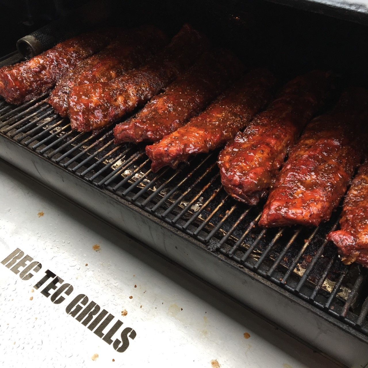 Ribs cooking on a grill