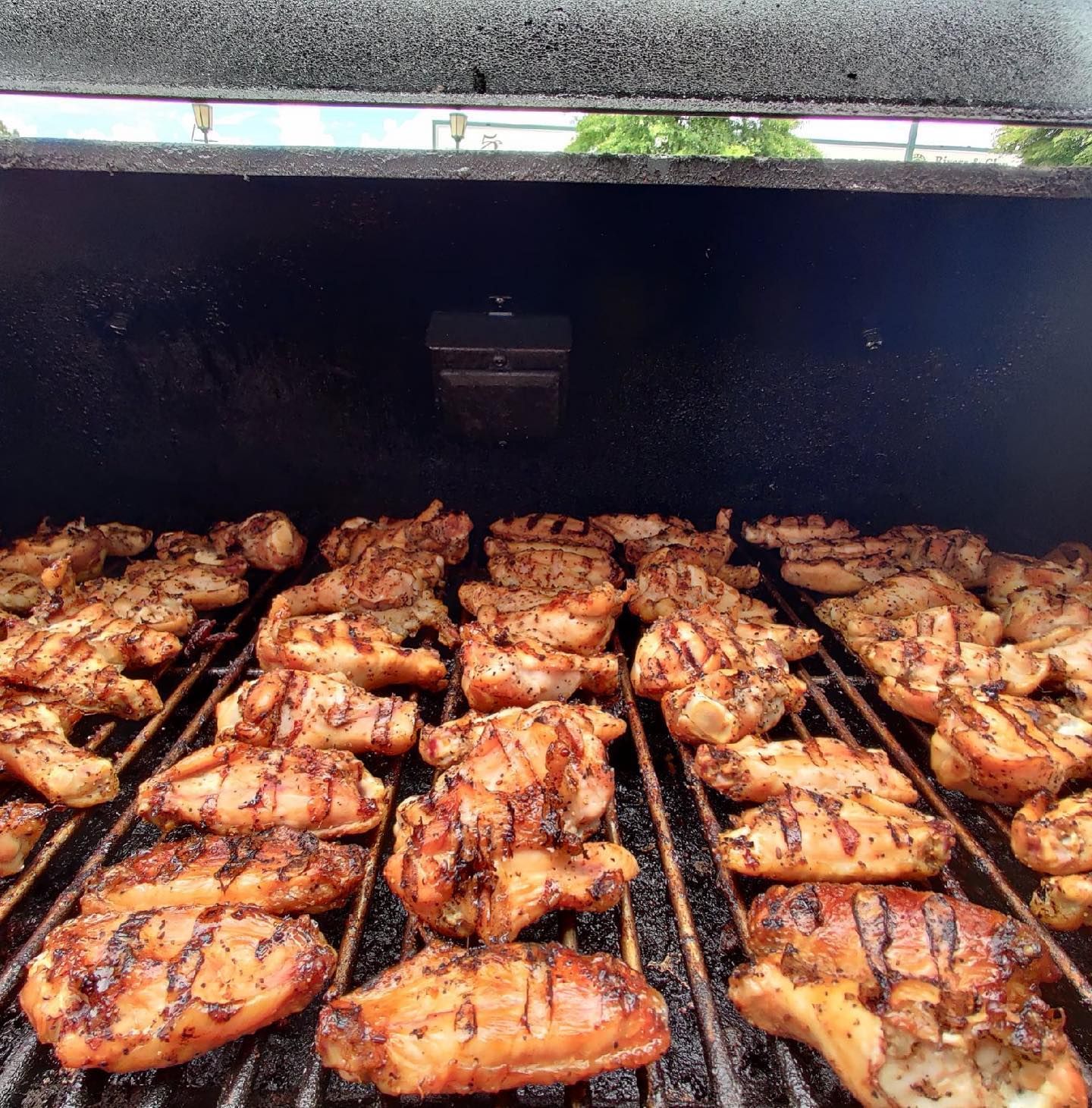 Smoked wings on a grill