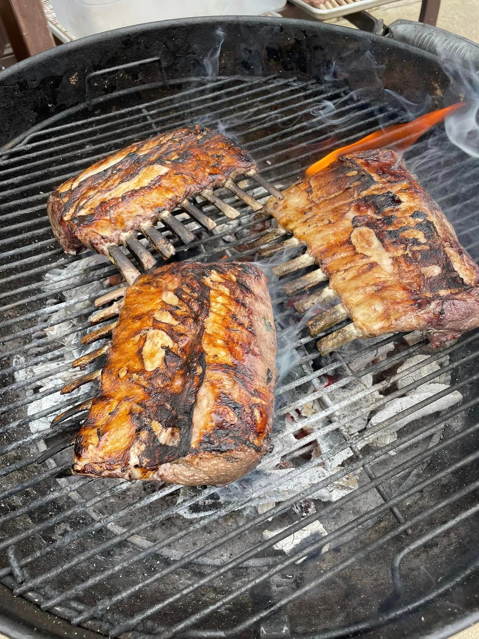 Lamb chops on a grill