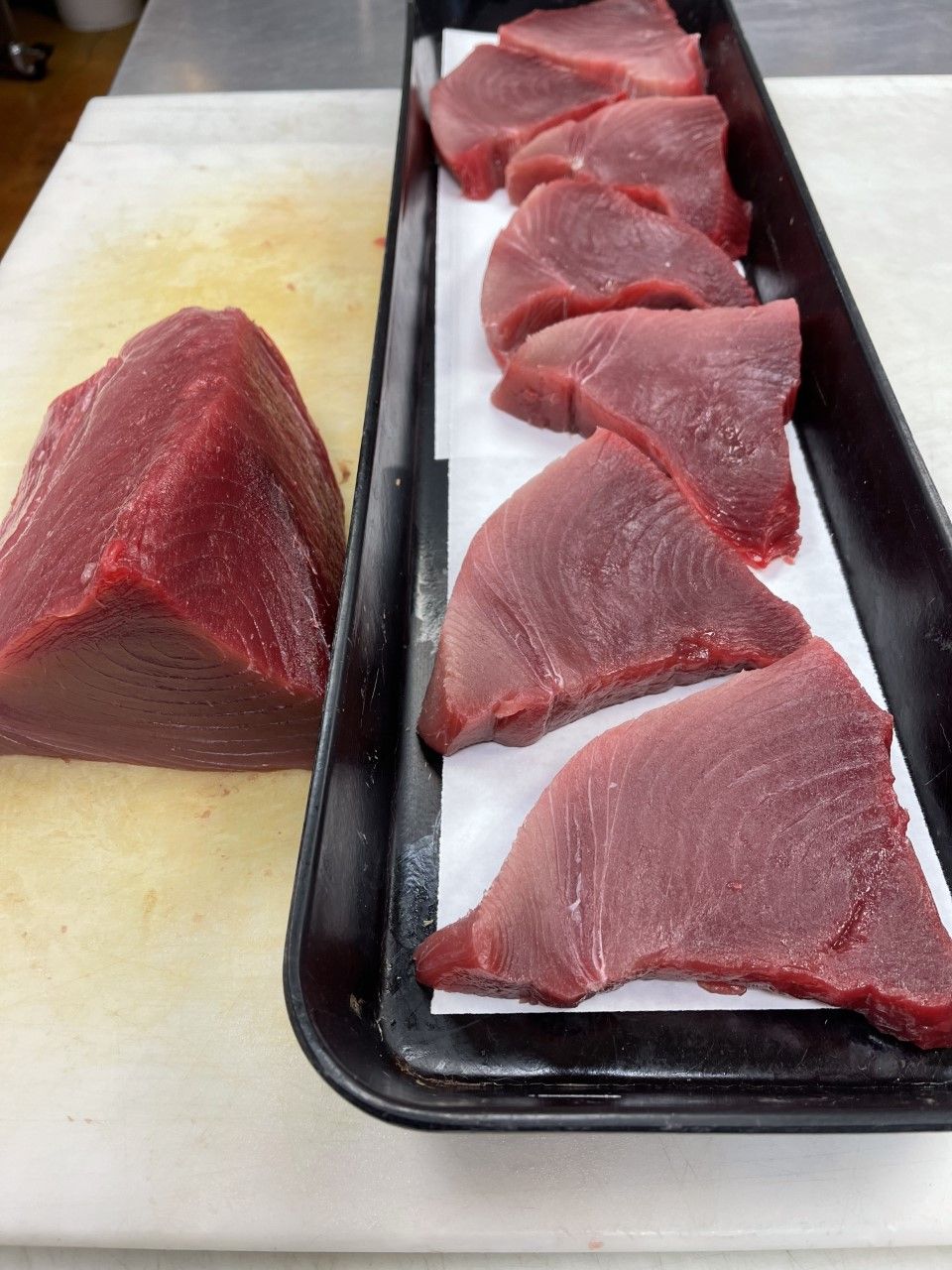 Bluefin tuna on a platter