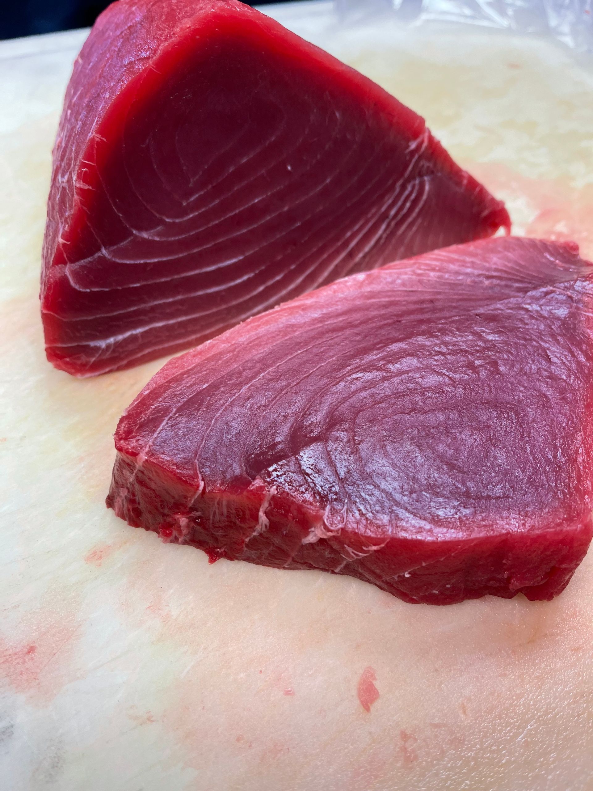 Close up of a bluefin tuna steak